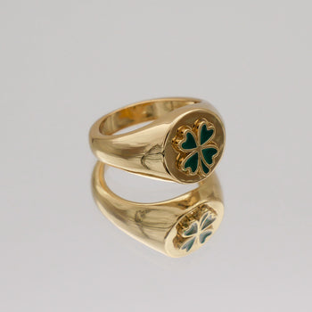 Four Leaf Clover Signet Ring