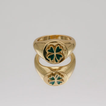 Four Leaf Clover Signet Ring