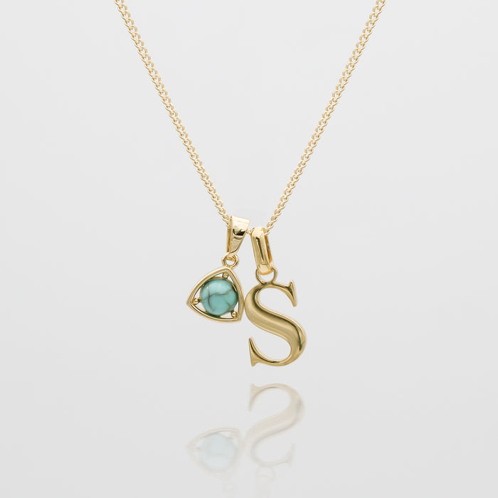 Gold initial birthstone necklace 