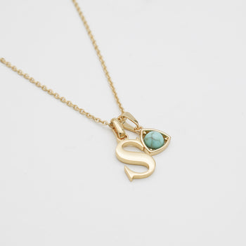 Gold initial and birthstone necklace