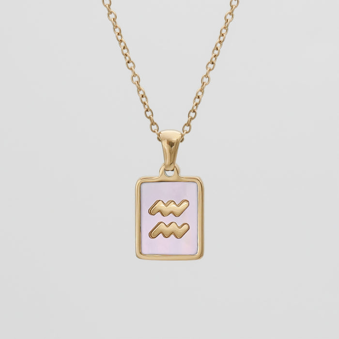 Pink Zodiac Symbol Necklace