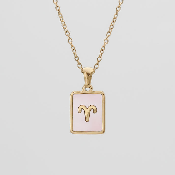 Pink Zodiac Symbol Necklace