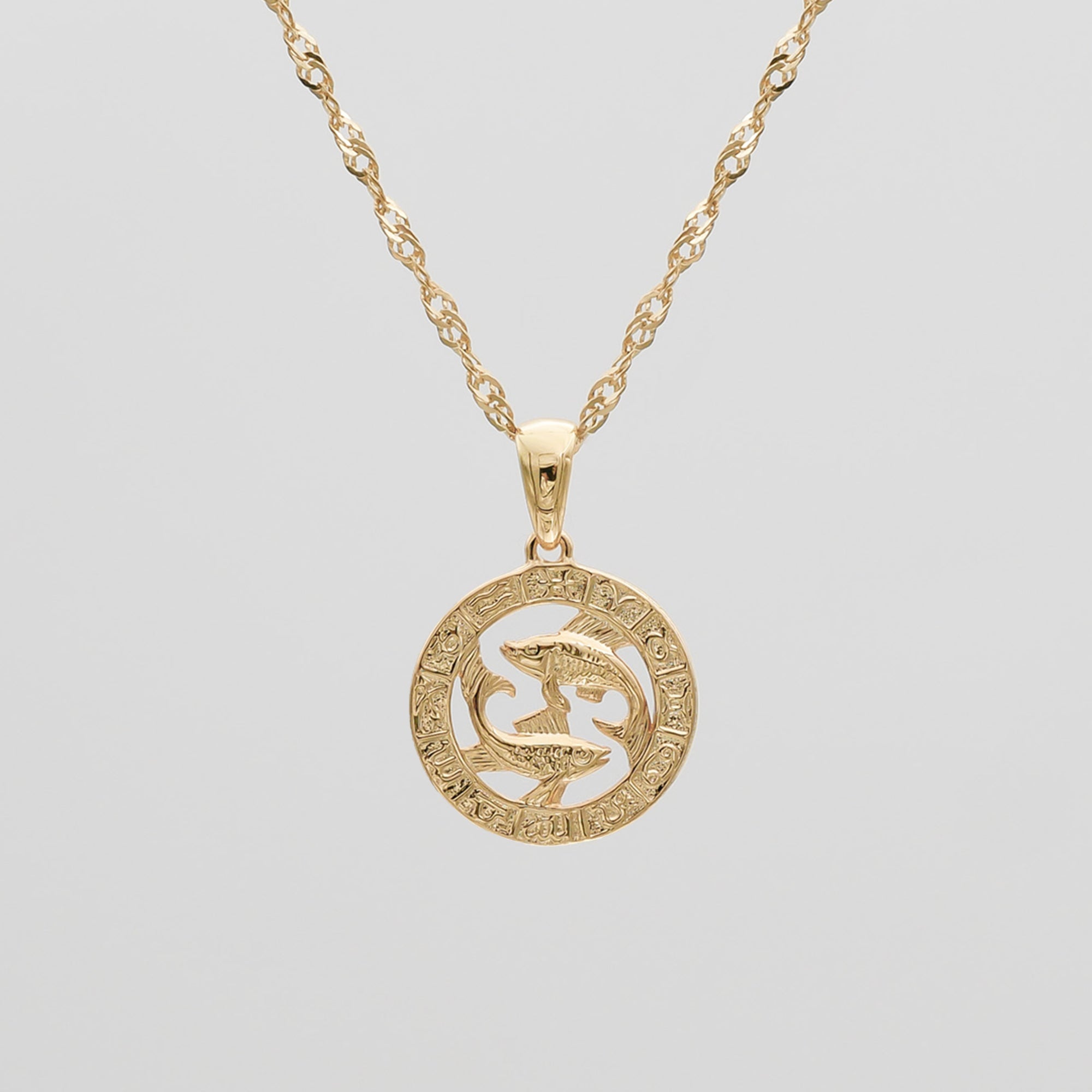 Gold Pisces Zodiac Pendant Necklace by PRYA