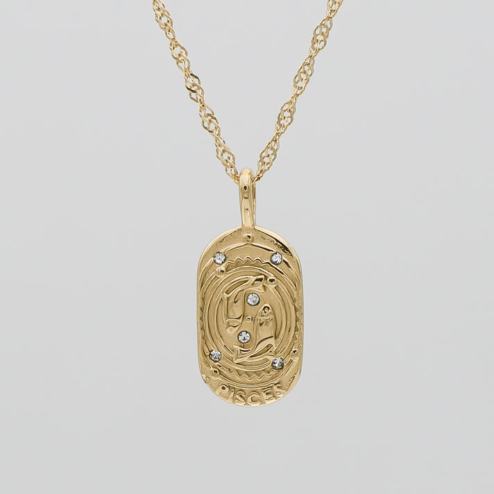 Pisces Zodiac Tarot Card Necklace 