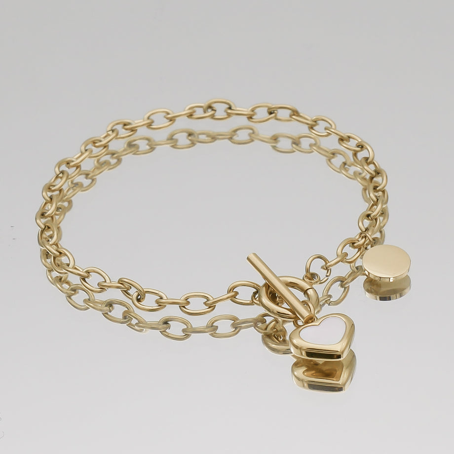 Gold Reign Bracelet with heart charms.