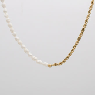 Rope and Pearl Chain Necklace