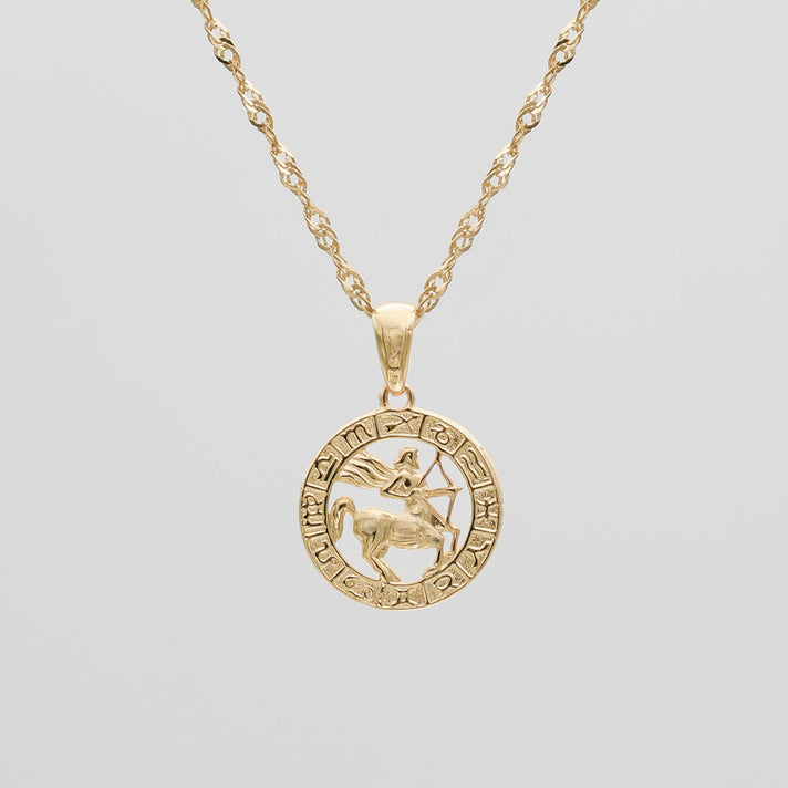 Gold Sagittarius Zodiac Pendant Necklace by PRYA 