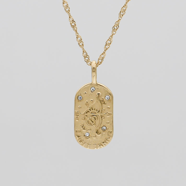 Sagittarius Zodiac Tarot Card Necklace 