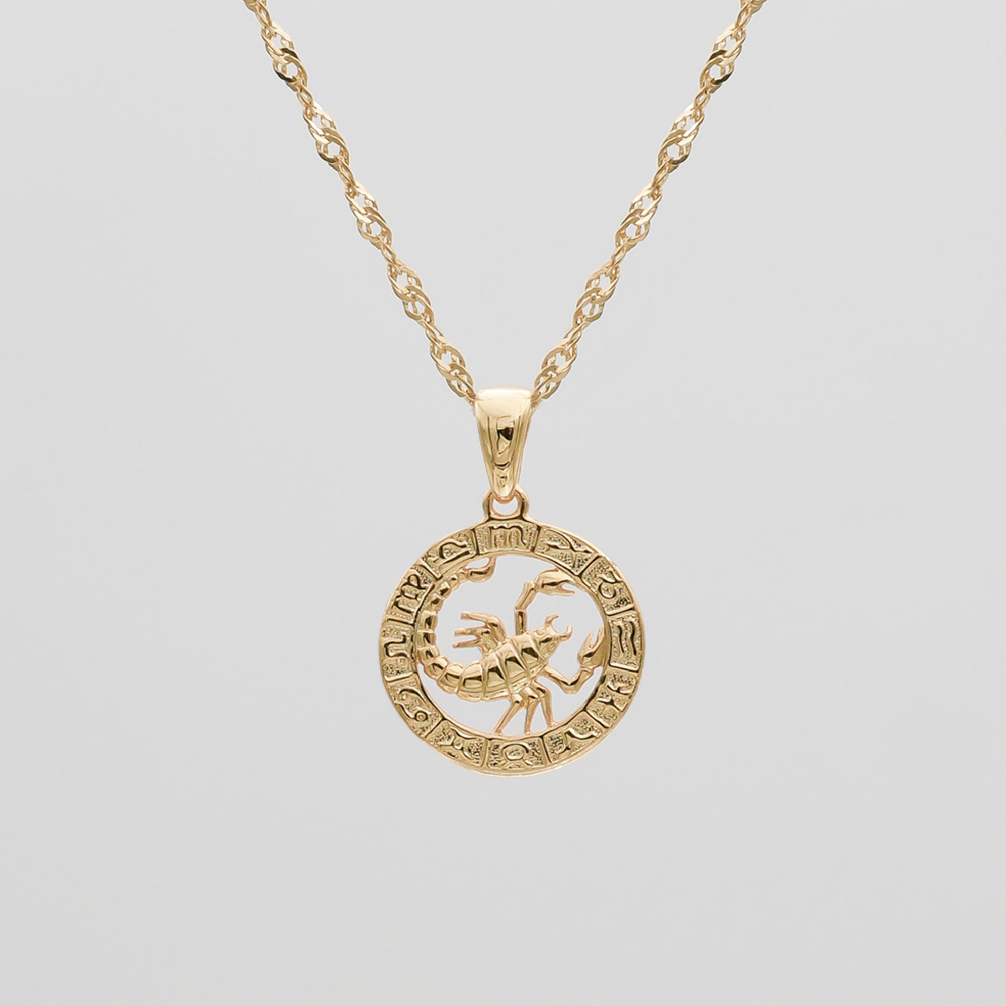 Gold Scorpio Zodiac Pendant Necklace by PRYA