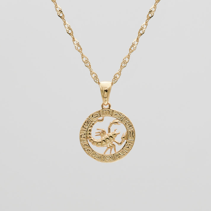 Gold Scorpio Zodiac Pendant Necklace by PRYA