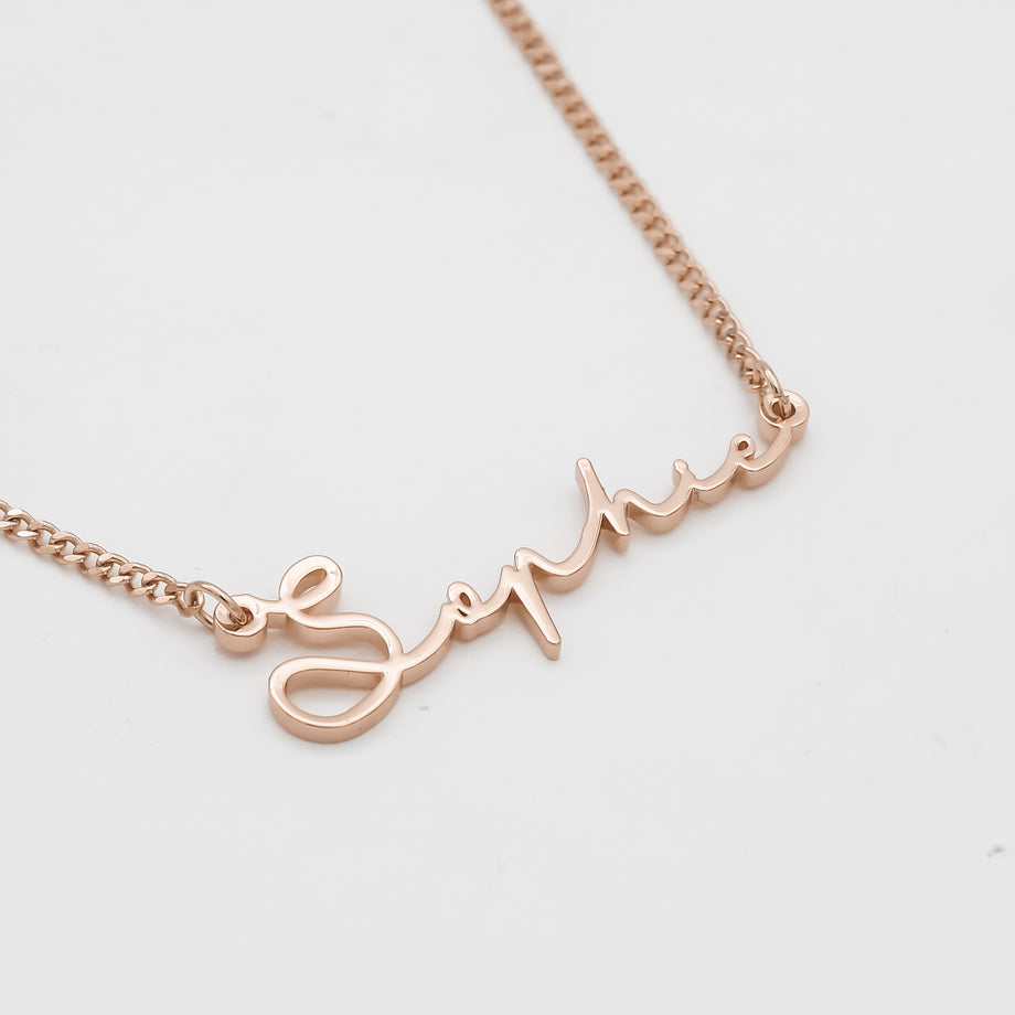 Gold Custom Personalised Name Necklace | Mini Curb Chain | By PRYA