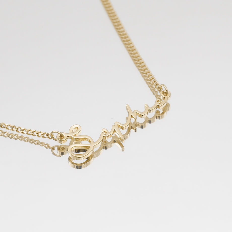 Gold Custom Personalised Name Necklace | Mini Curb Chain | By PRYA