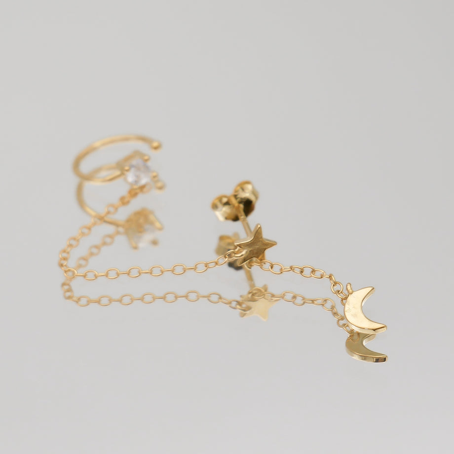 Moon & Star Drop Earring