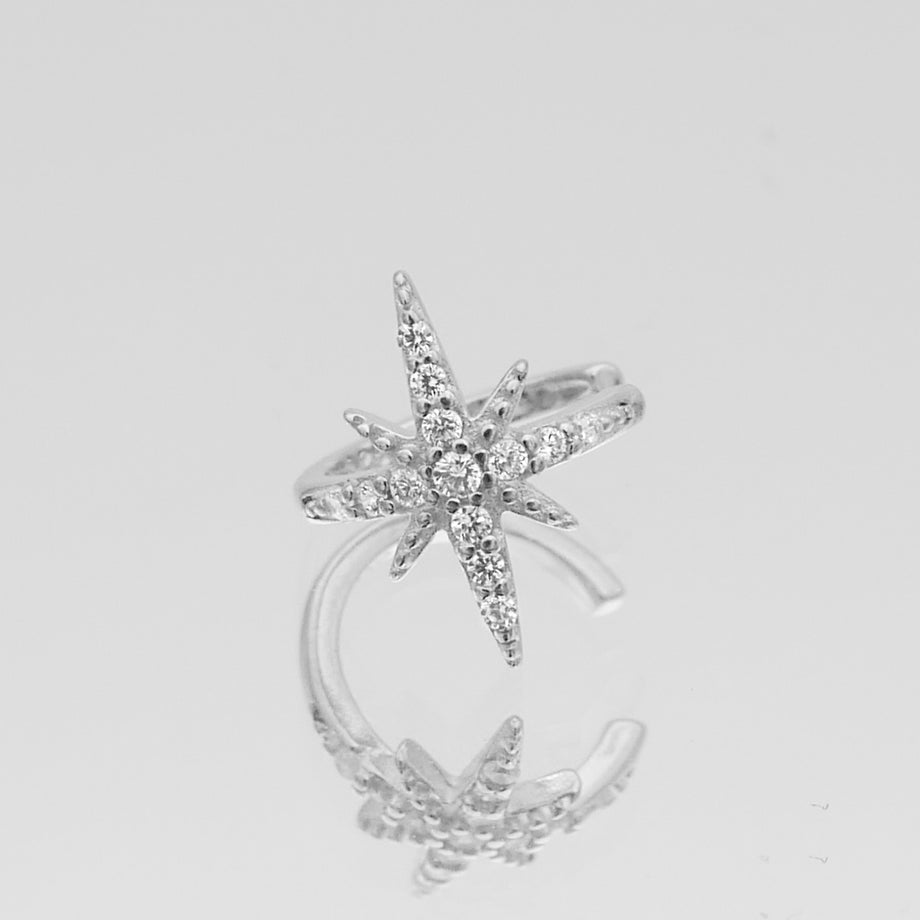 Silver Dainty Star Ear Cuff by PRYA