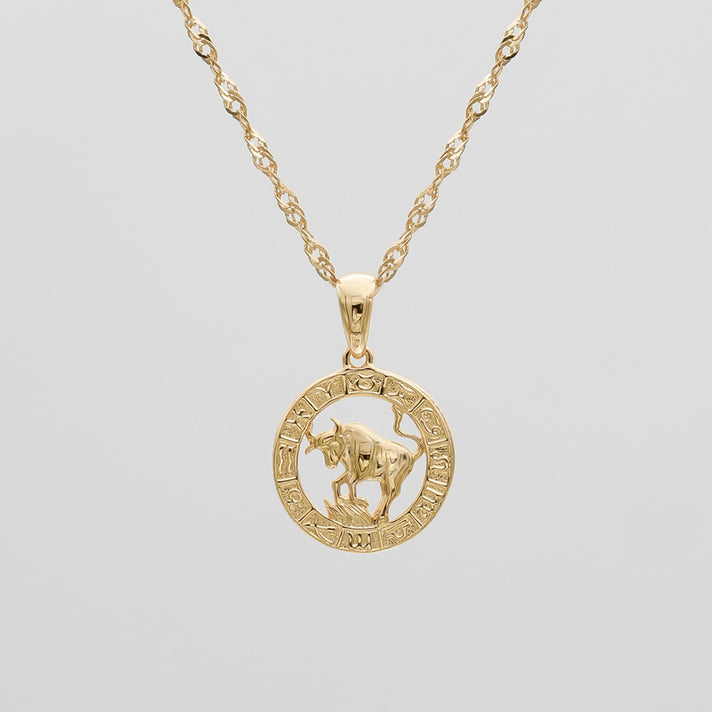 Gold Taurus Zodiac Pendant Necklace by PRYA