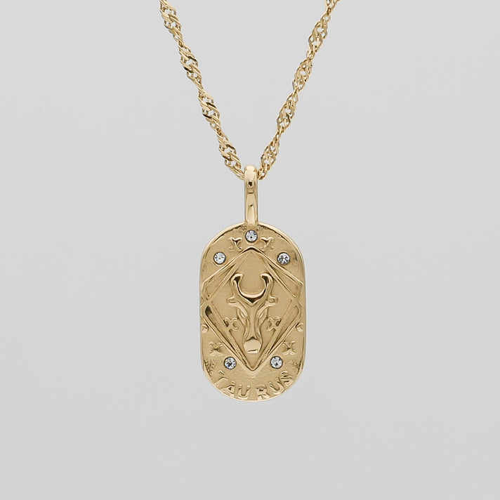 Taurus Zodiac Tarot Card Necklace 