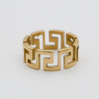 Gold Thea greek meander Ring by PRYA