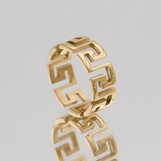 Gold Thea greek meander Ring by PRYA