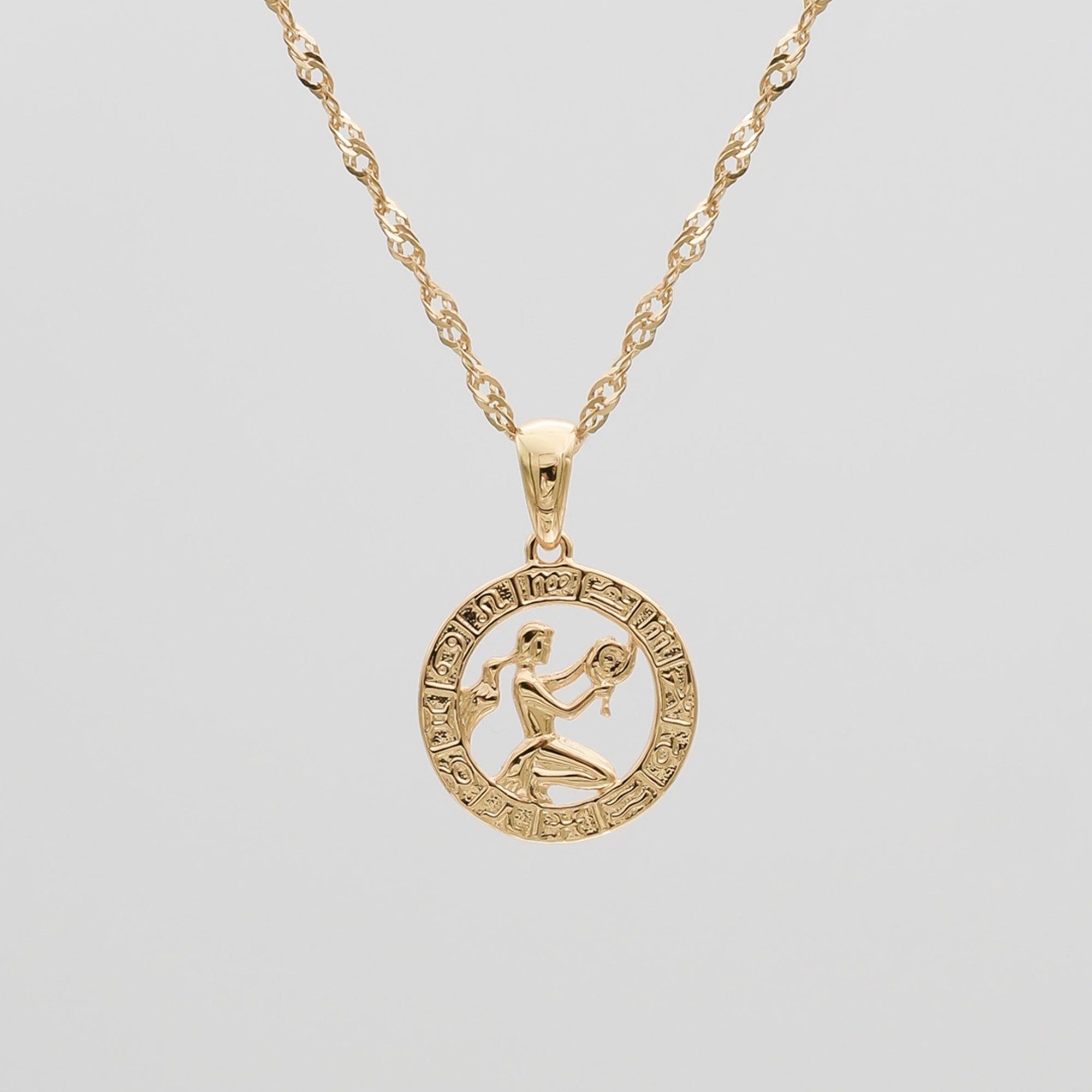 Gold Virgo Zodiac Pendant Necklace by PRYA