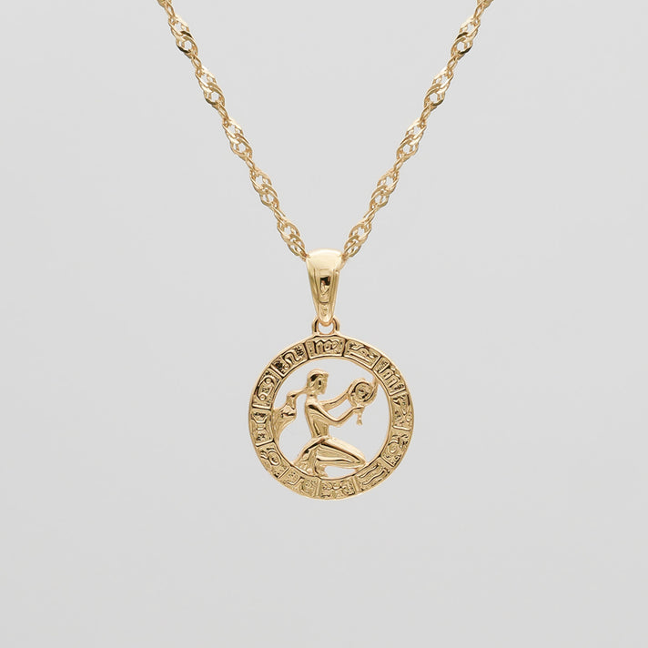 Gold Virgo Zodiac Pendant Necklace by PRYA