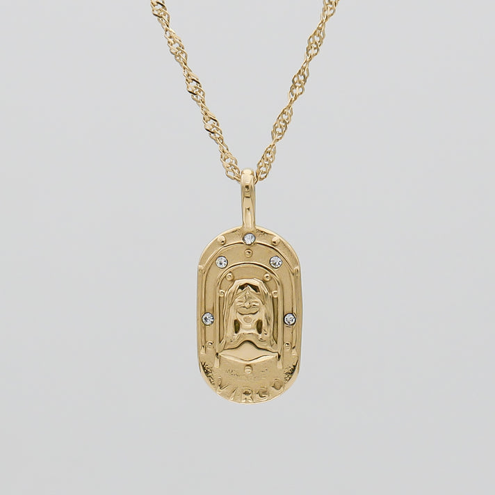 Virgo Zodiac Tarot Card Necklace 