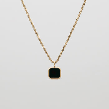 Zola Onyx Pendant Necklace with rope chain and onyx pendant