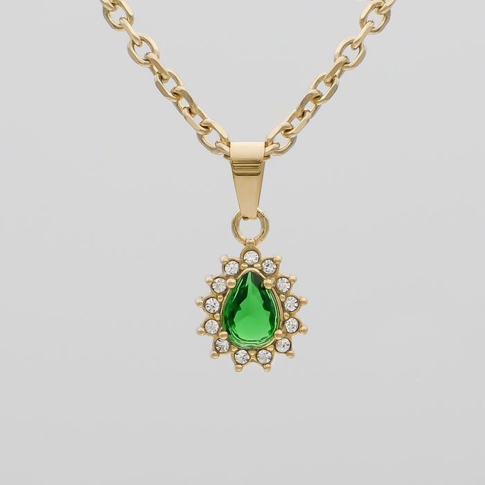 Gold chain with emerald pendant necklace.