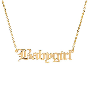 Babygirl Old English Necklace, Gold (18K Plated) | PRYA