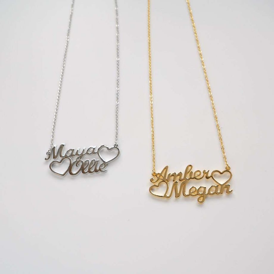 Double Name Heart Necklace | PRYA