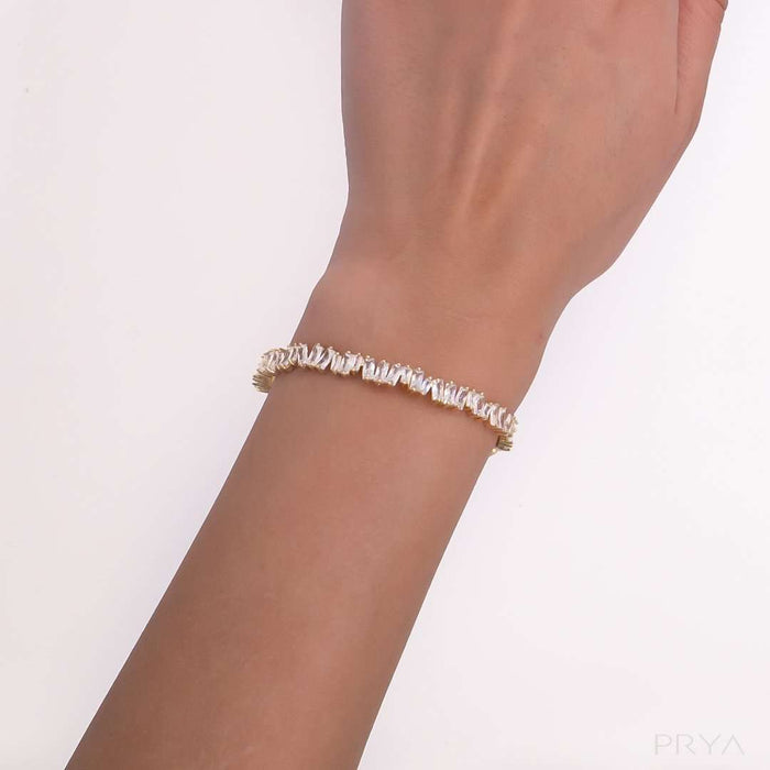 Jada Baguette CZ Bracelet Thin | Gold | PRYA