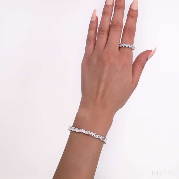 Jada Baguette CZ Bracelet Thin | Silver | PRYA