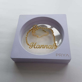 Gold Miami customised name anklet in display box