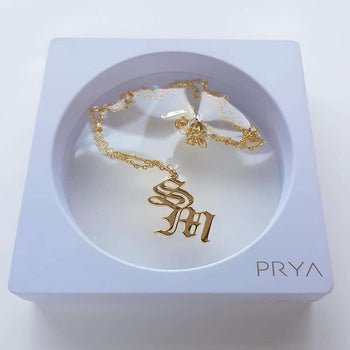 Old English Double Initial Necklace, 18k Gold (Plated) | PRYA