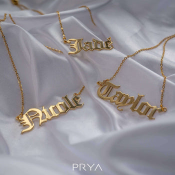 Old English Name Plate Necklace, Gold (Plated) / 45cm | PRYA